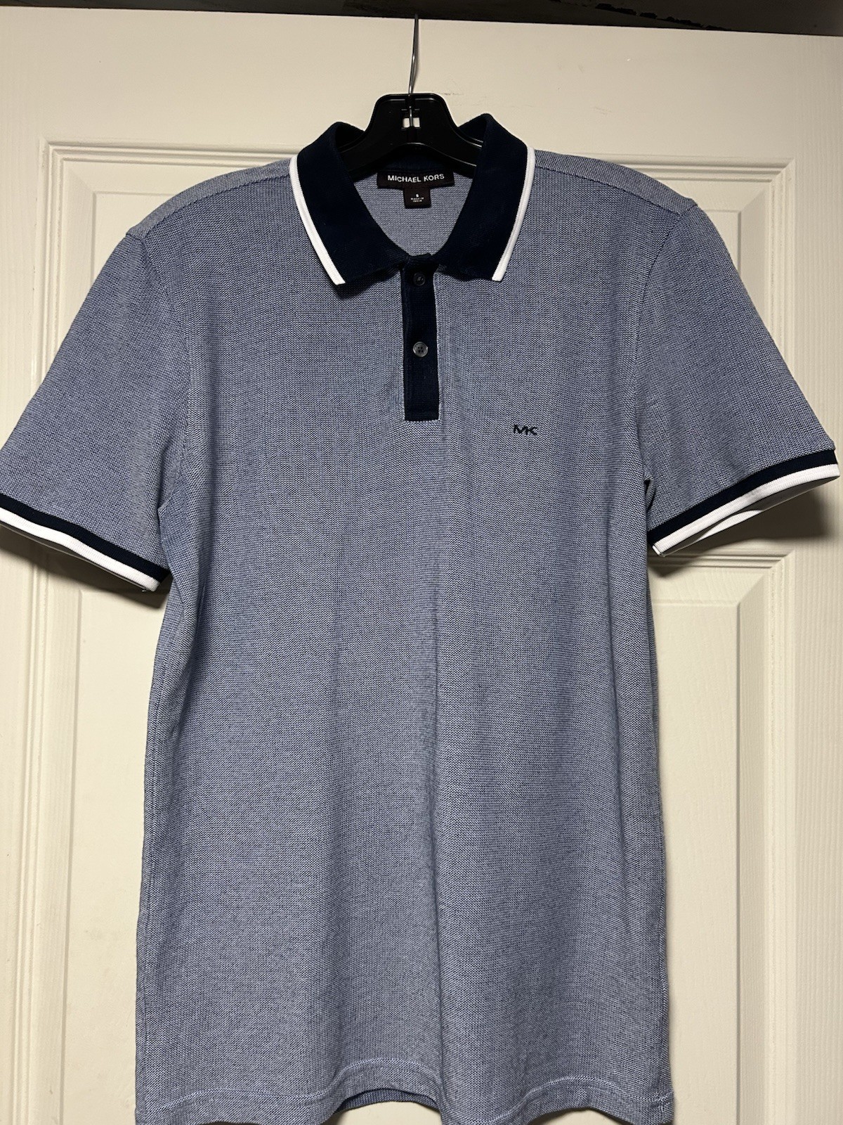 Michael Kors Men’s Short Sleeve Blue Textured Polo S Small
