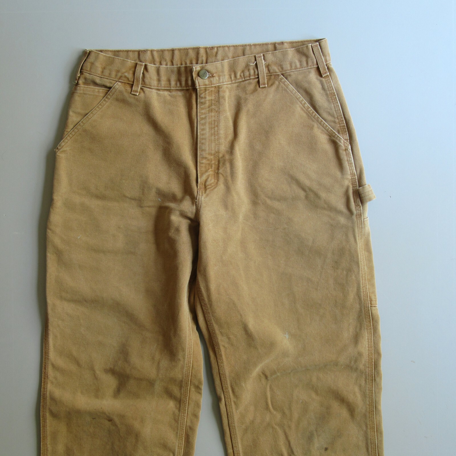 Vtg Carhartt Carpenter Work Pants Distressed Stained Tag 35×34 Measure 34 x 33.5