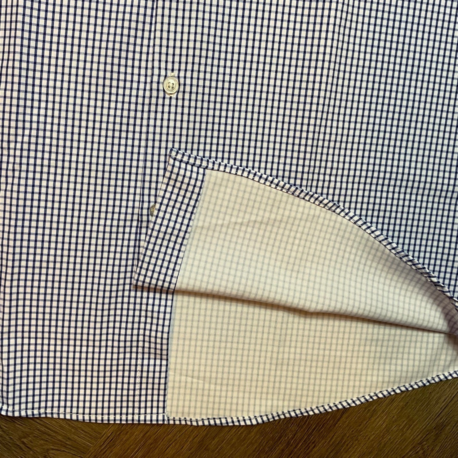 Nautica Slim Fit Navtech Gingham Short Sleeve Shirt Mens Large Blue White Preppy