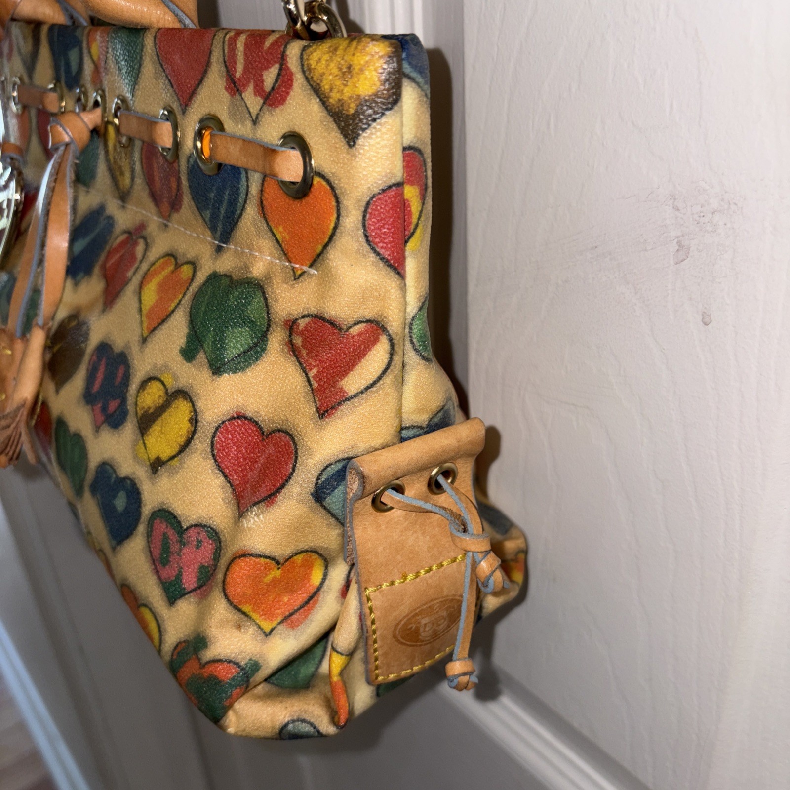 Dooney & Bourke Multi-Colored Rainbow Doodle Heart Vintage Handbag