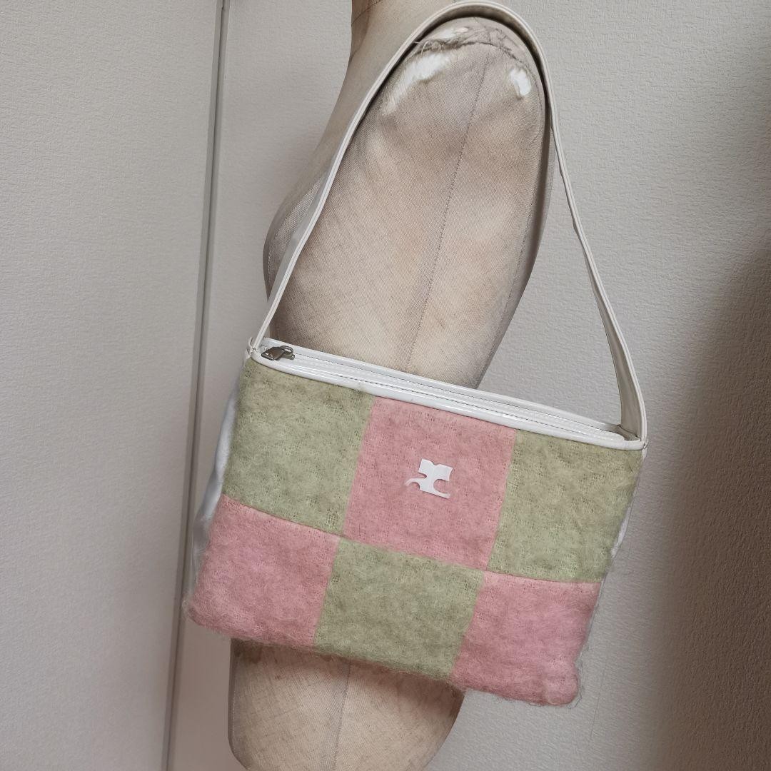 Courreges One Shoulder Bag Green Pink 10.6 inch