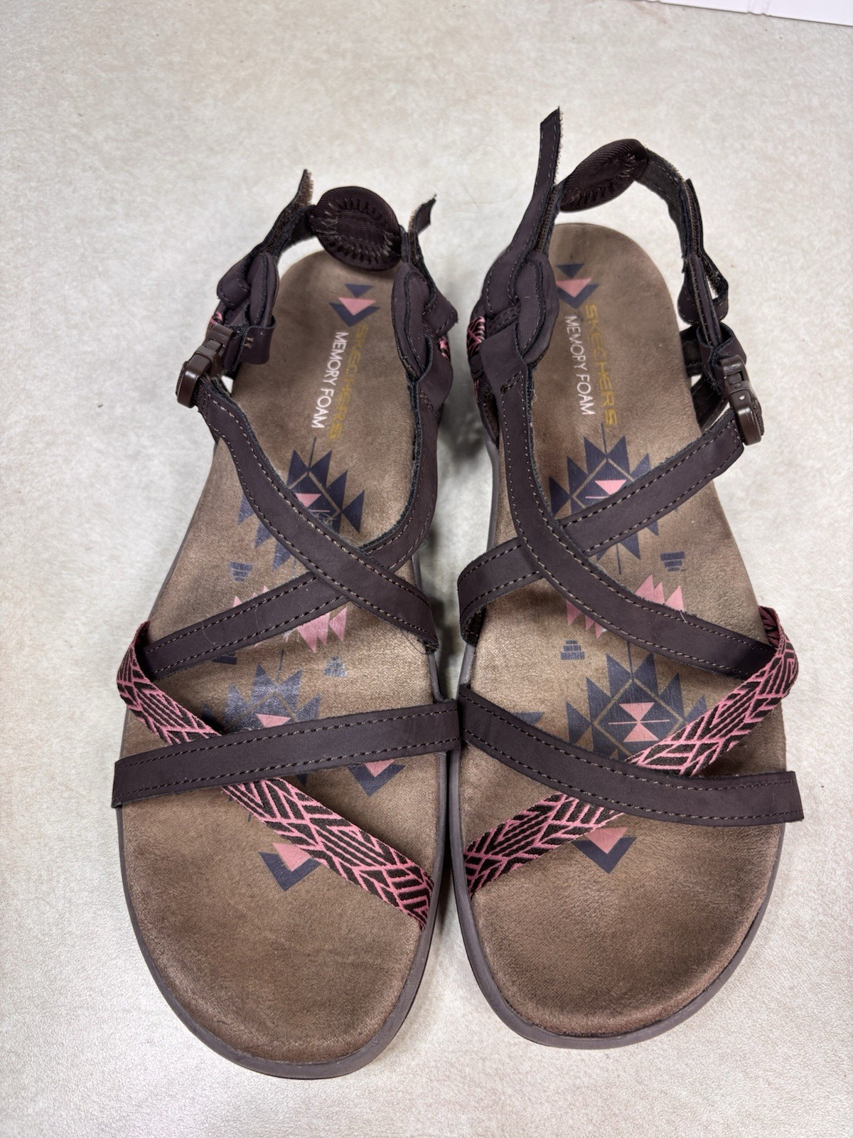 Skechers Reggae Slim – Vacay Sandals Thin Strappy Buckle Slides Women’s Sz 9.5