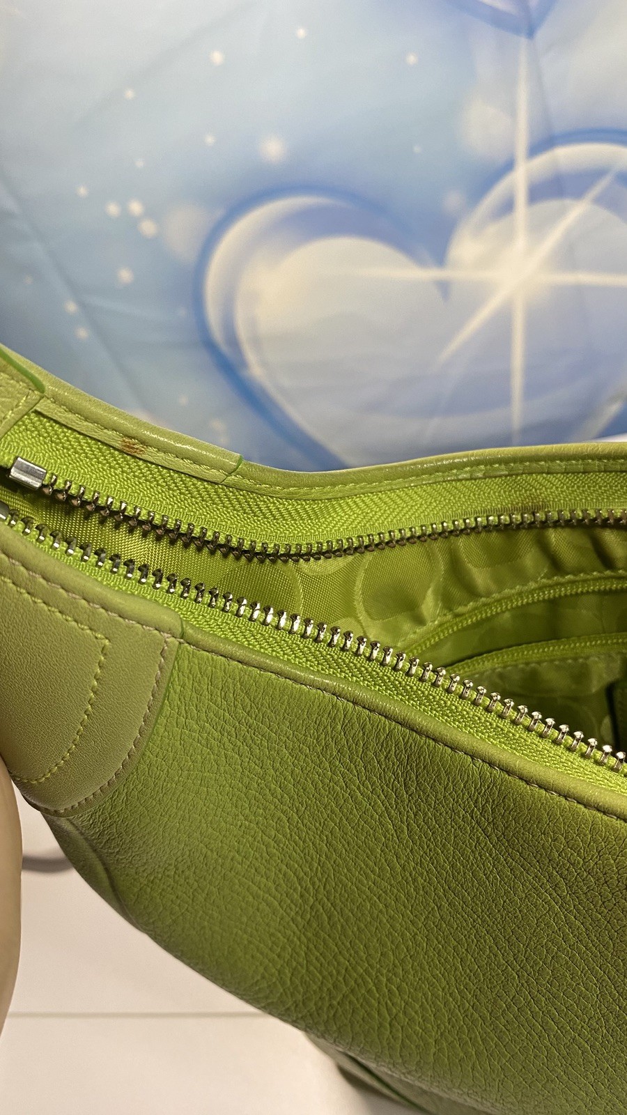 Vintage Coach Soho Shoulder Bag Lime Green Ergo Pebble Leather Y2K