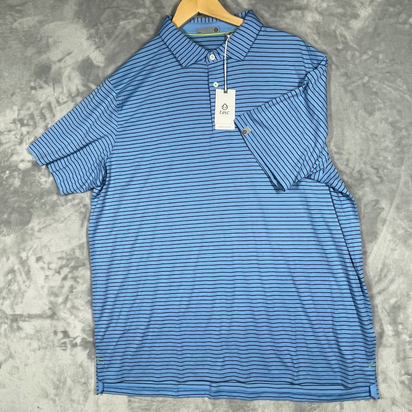 Tasc Performance Cloud Polo Brookline Stripe Blue Navy TM546Y-460SP Mens XXL NEW