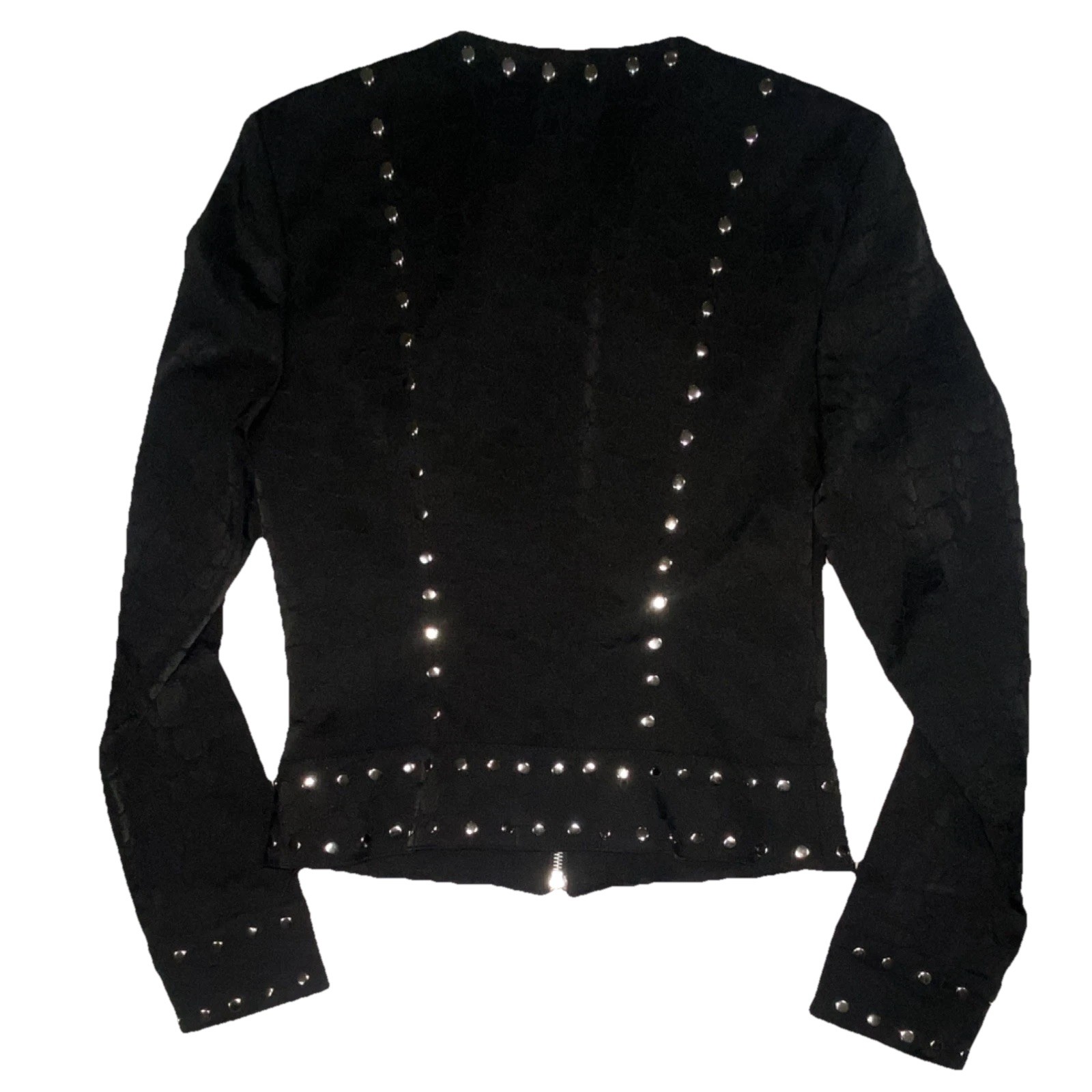 Alberto Makali Black Studded Full Zip Animal Print Biker Jacket Women’s 6