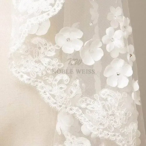 Bridal Veil 3D Flowers Long Wedding Veil Mantilla Wedding Accessories Appliques