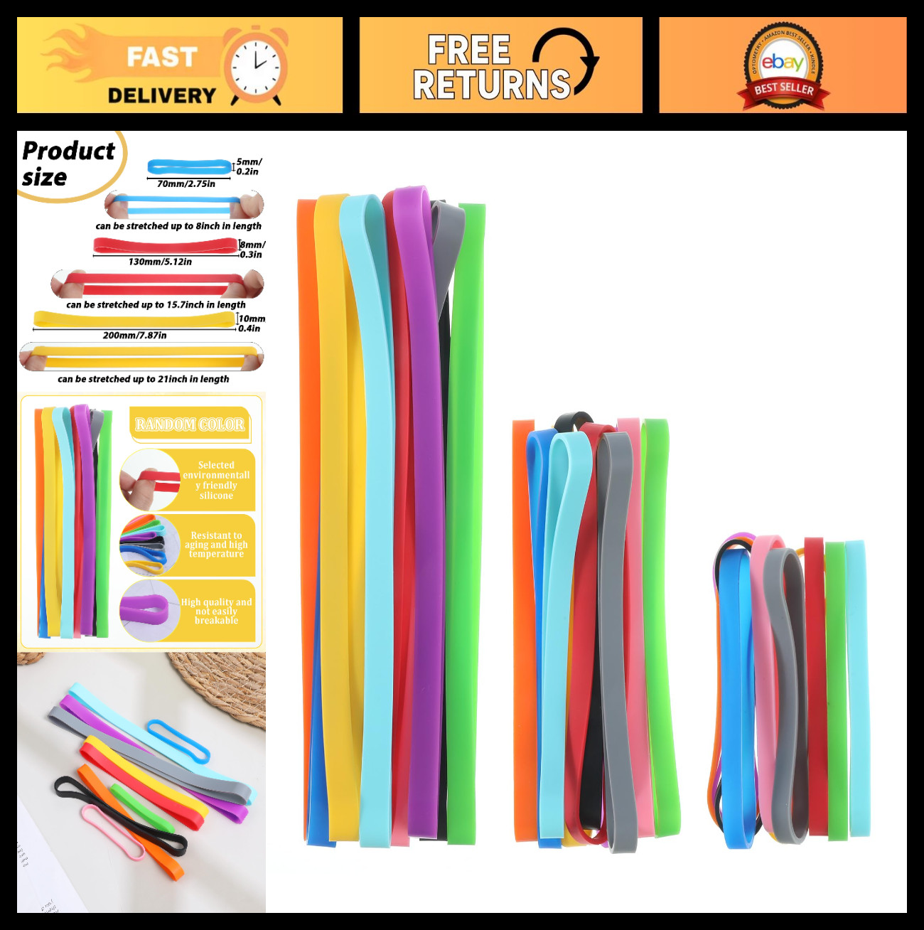 30 PCS Thick Colorful Silicone Rubber Bands – Elastic Stretchy Wraps for Books,