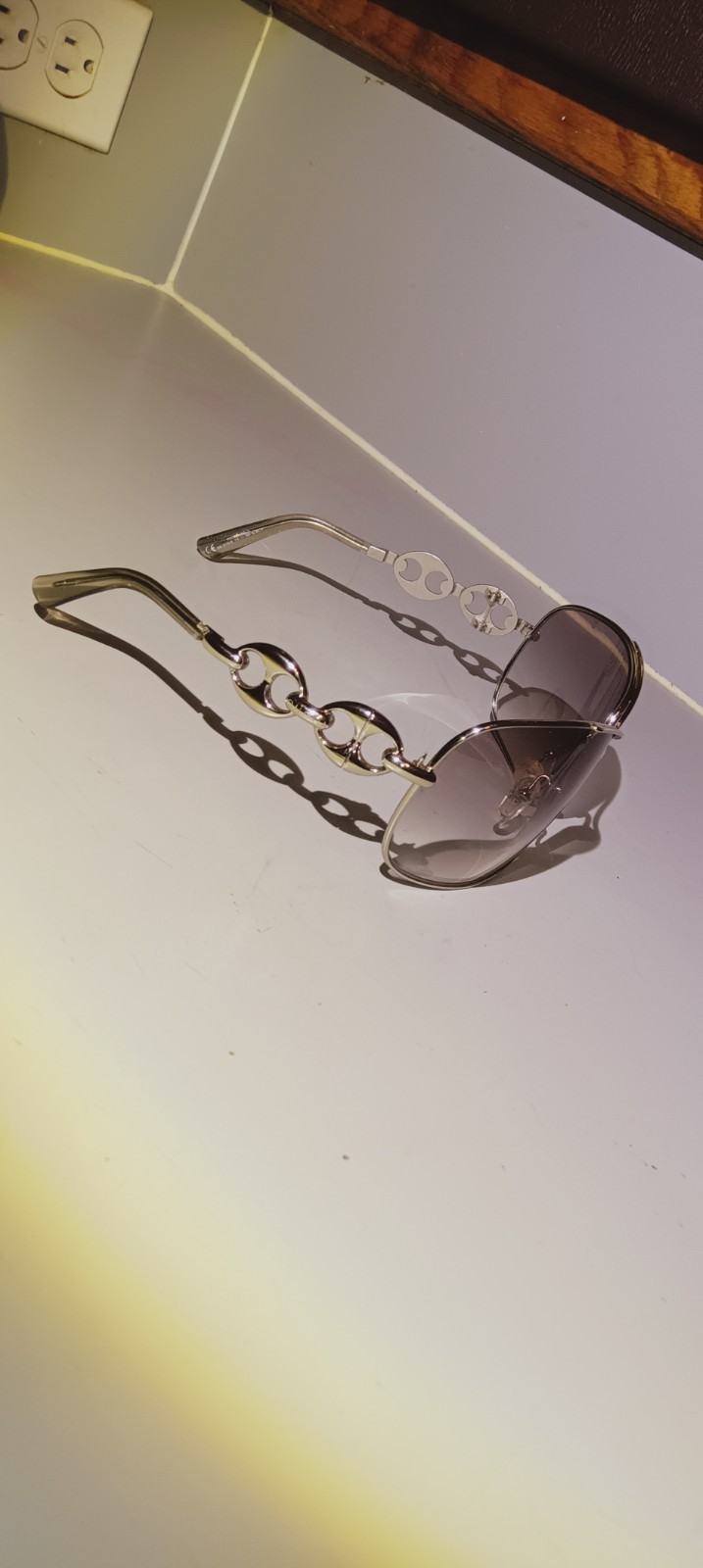 Gucci GG 2715/S Wrap Sunglasses Silver Metal Frame Gray Gradient UV 125mm