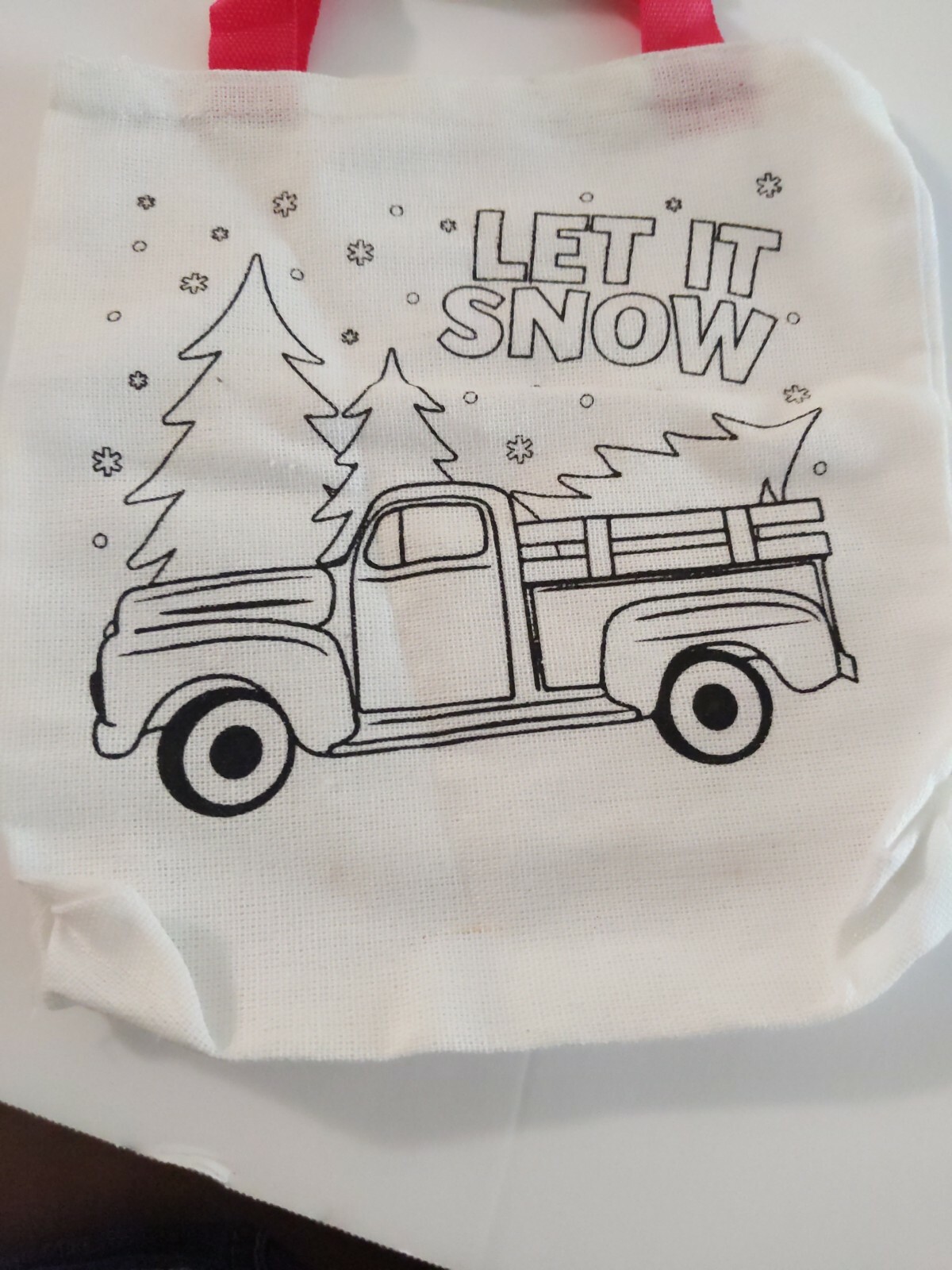 Truck Christmas DIY Small Fabric Kids Child Craft Tote Bag 8.5 in x 7.8 in 5 Pcs