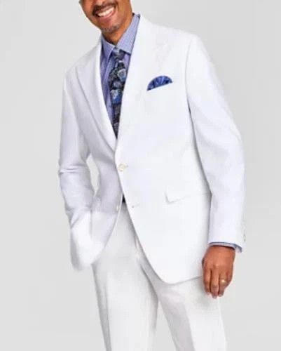 Tayion Collection Men’s 2-pc Classic-Fit Suit Jacket 46L Pants 40W 30L White