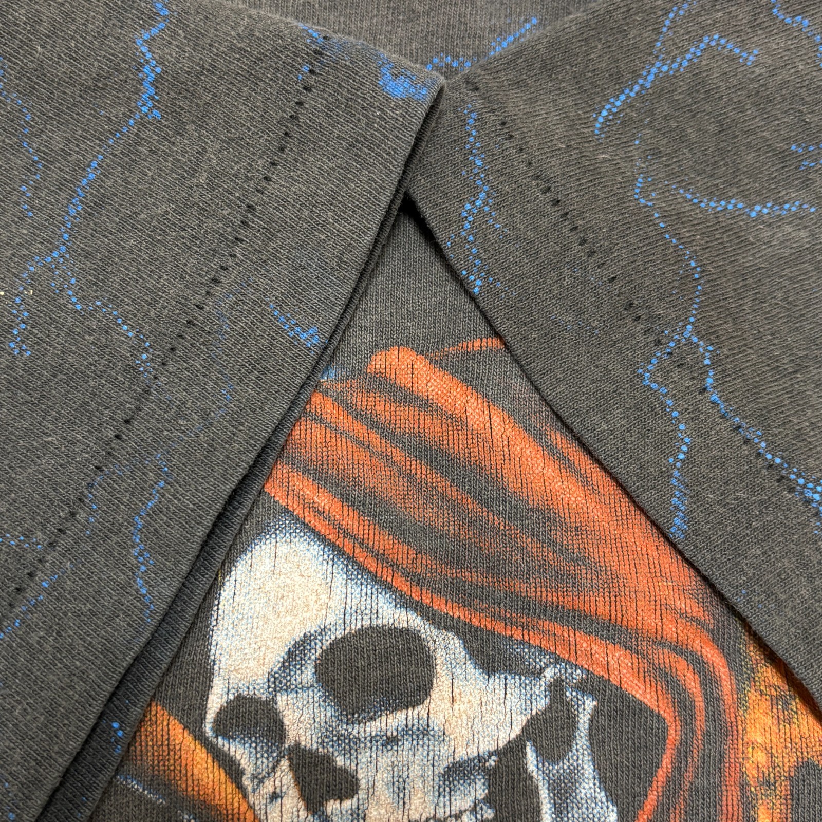 Vintage 3d Emblem Shirt XL Black 90s Single Stitch Reaper All Over Print Harley