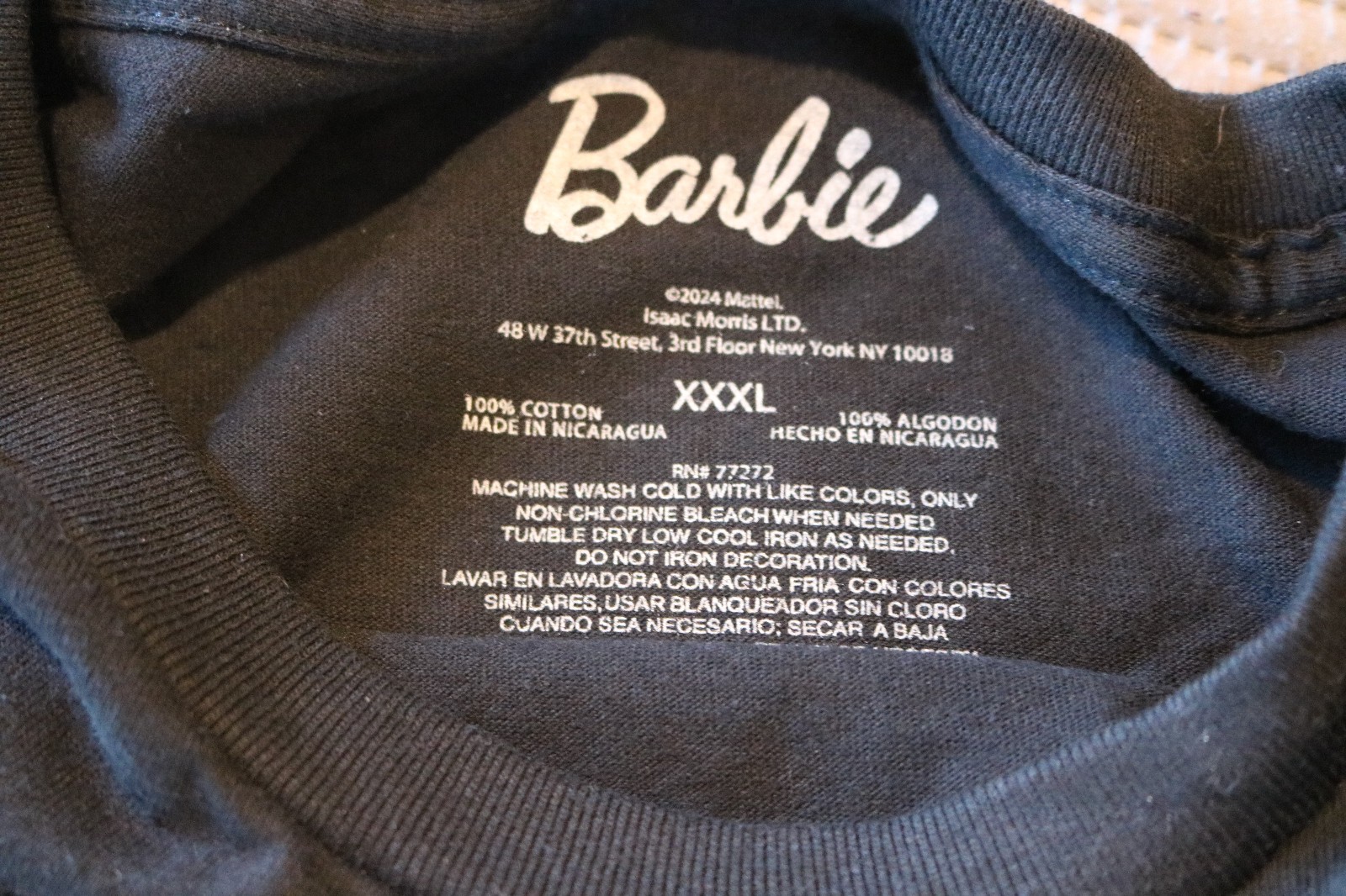 Barbie Black & Pink Men or Womens Logo Graphic Tee with Short Sleeves Size 3XL