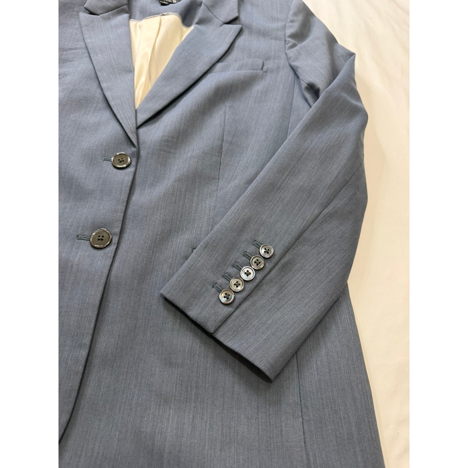 JCrew Mario Bellucci Italian Wool Blend Blazer Jacket Blue Grey Womens Size 8