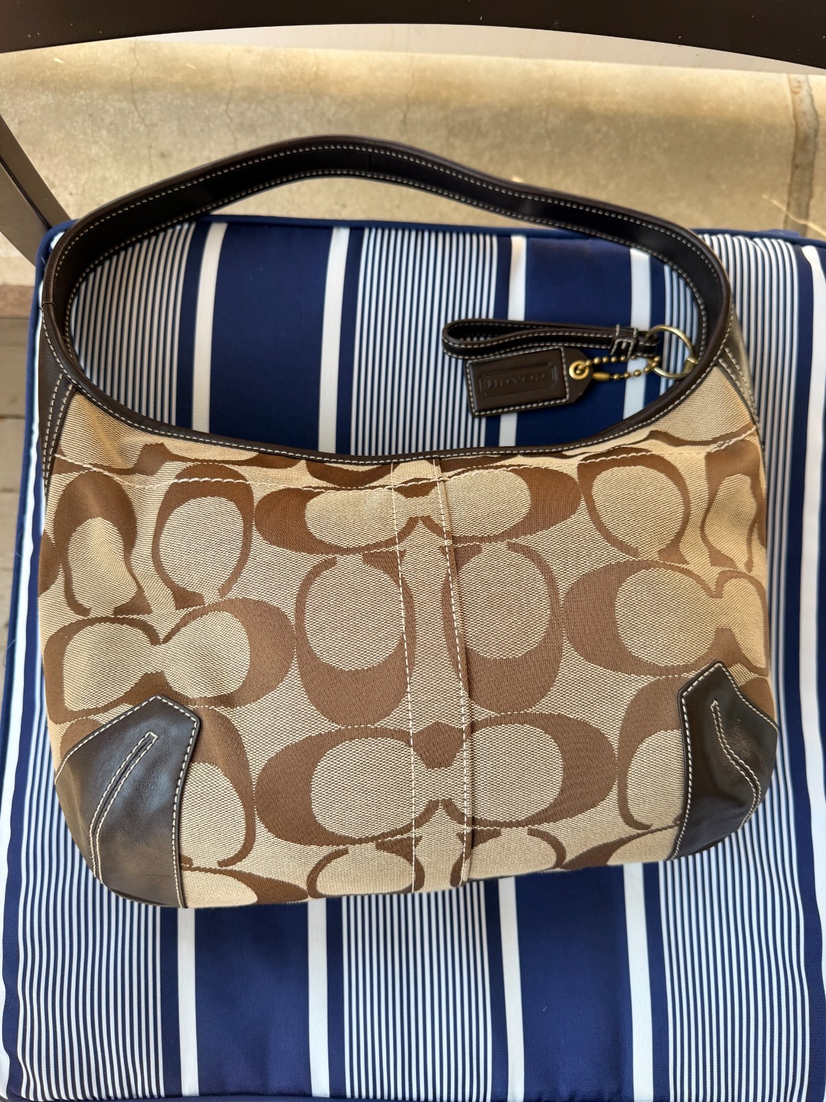 Coach 2007 Y2K Ergo Signature Brown Canvas and Leather Hobo Bag 11290