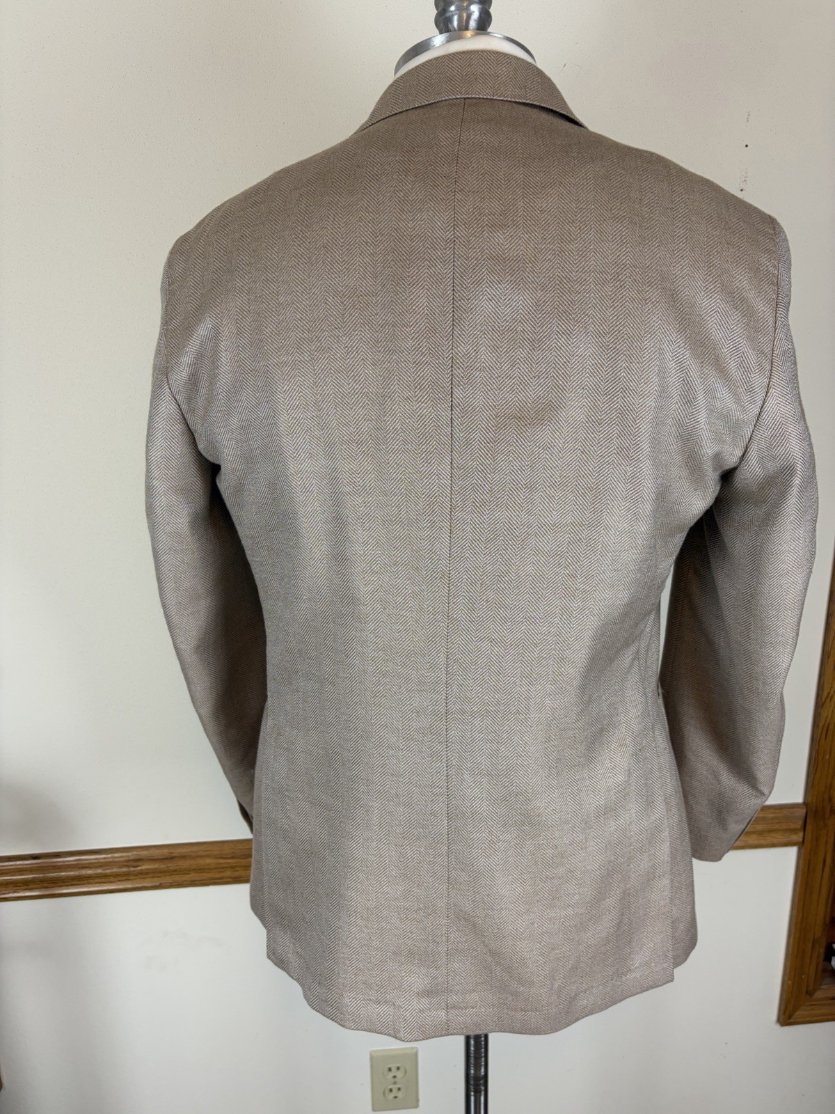 PETER MILLAR CROWN CRAFTED CASHMERE SILK HERRINGBONE PATCH POCKET BLAZER SZ 40R