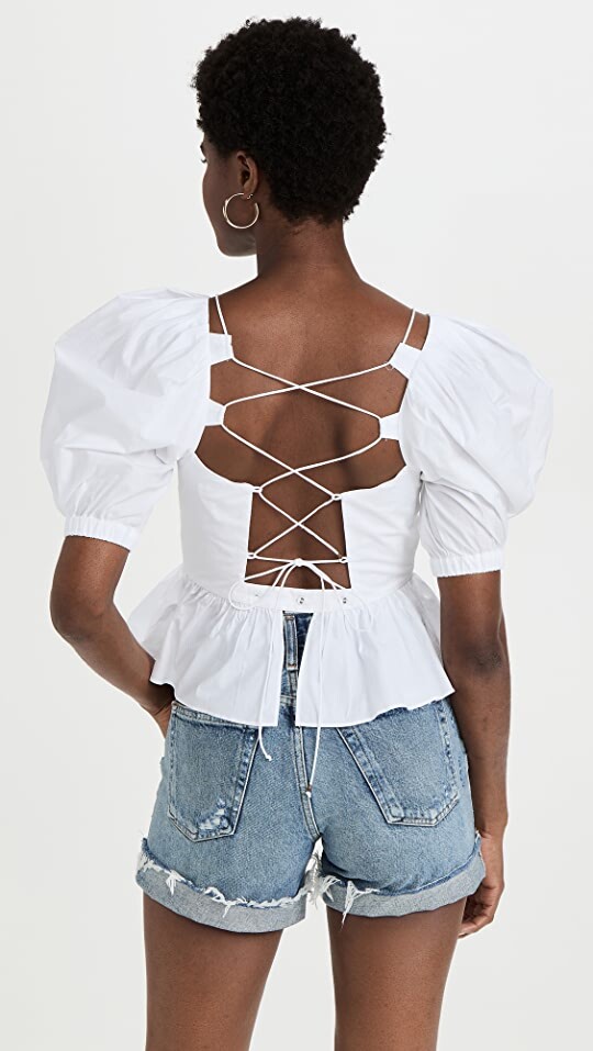 ULLA JOHNSON Women’s Carlotta Blouse In White Blanc