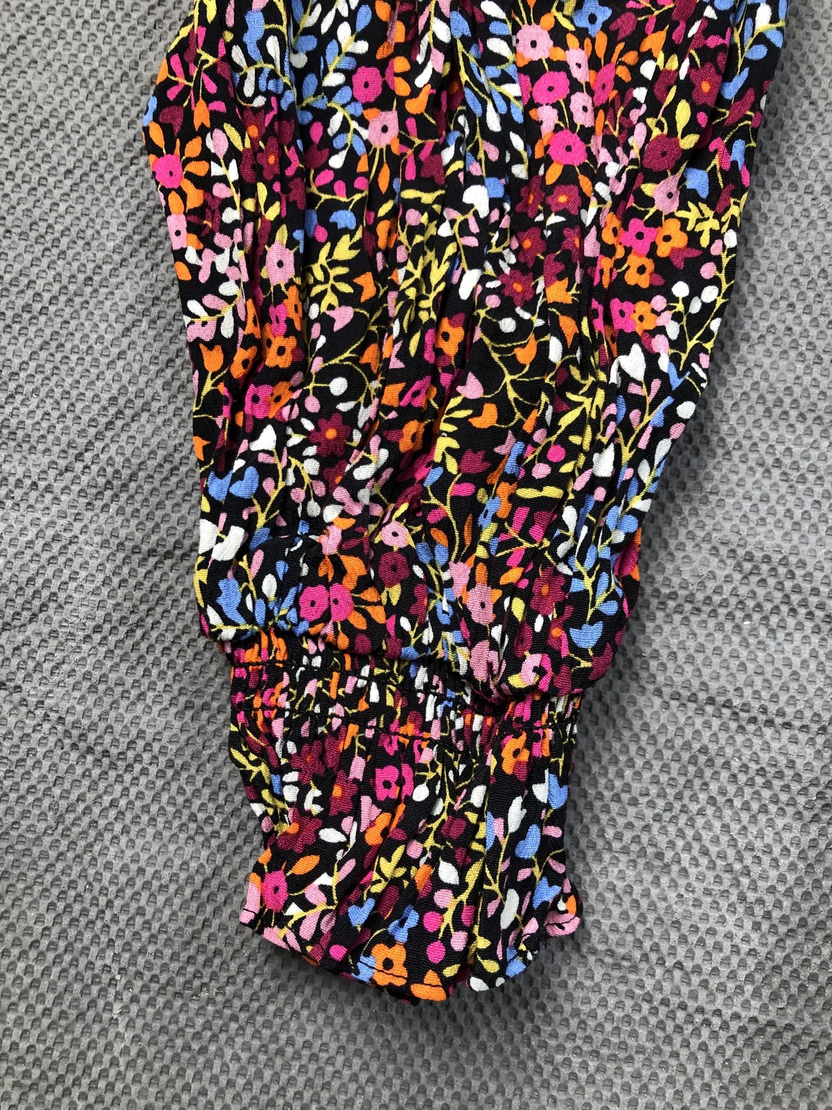Boden Blouse Womens 14 Multicolor V Neck Long Puff Sleeve Floral Ruffle Top NWT