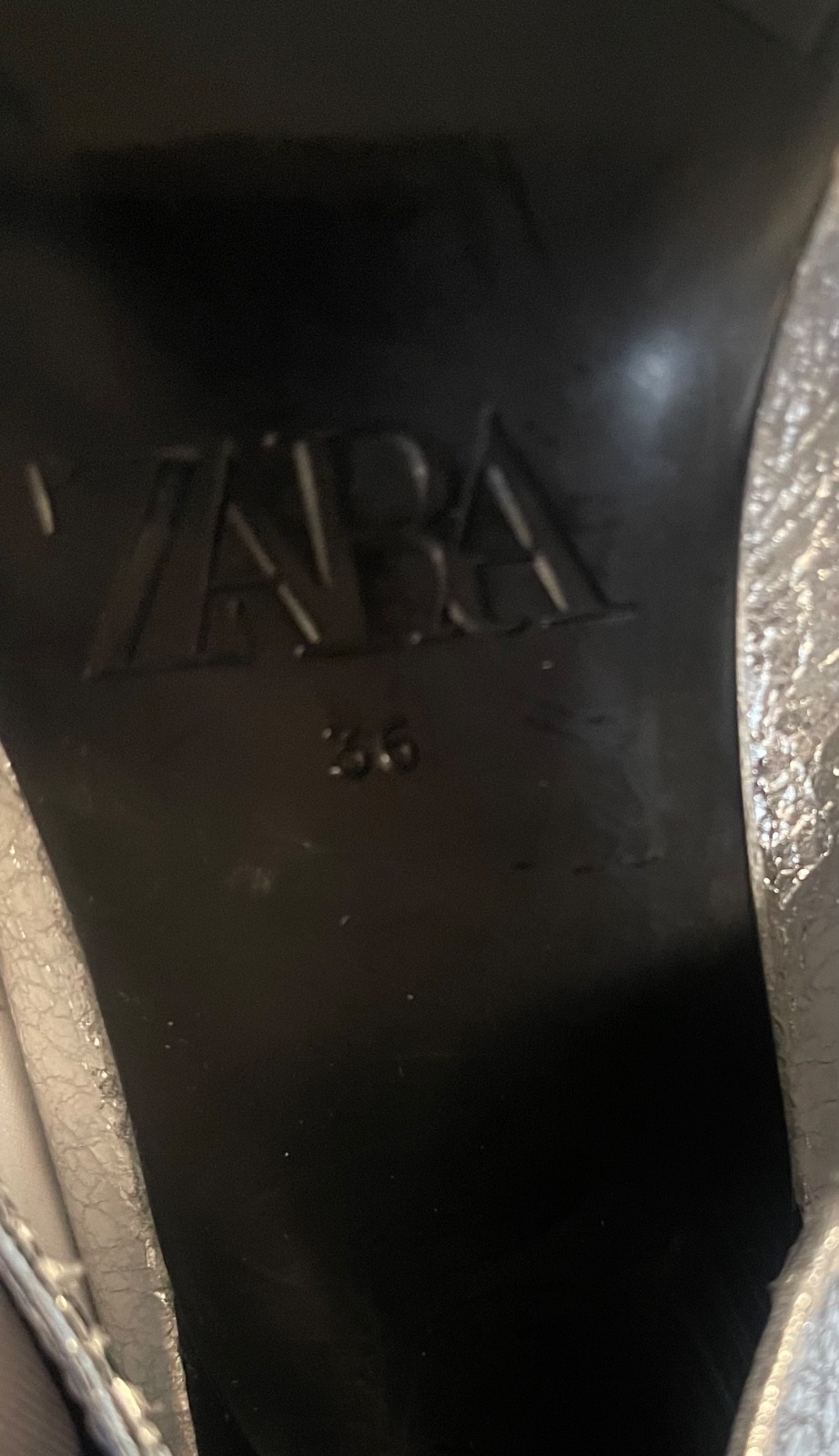 Zara Silver Metallic Gaiter Boots Sz 6 (36)
