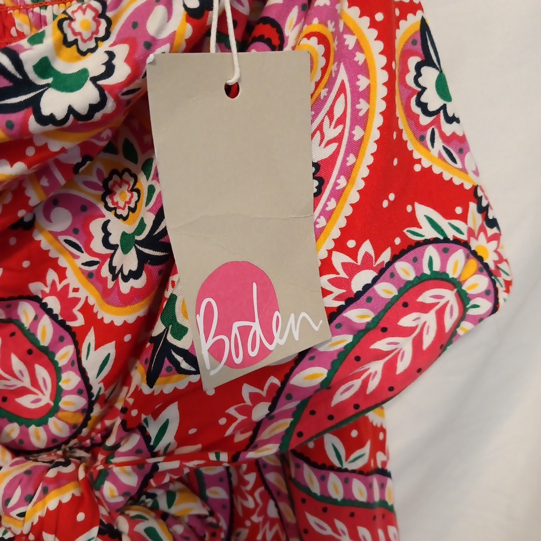 BODEN Lilah Multi Way Strapless Dress Women 6P Petite Red Paisley Halter