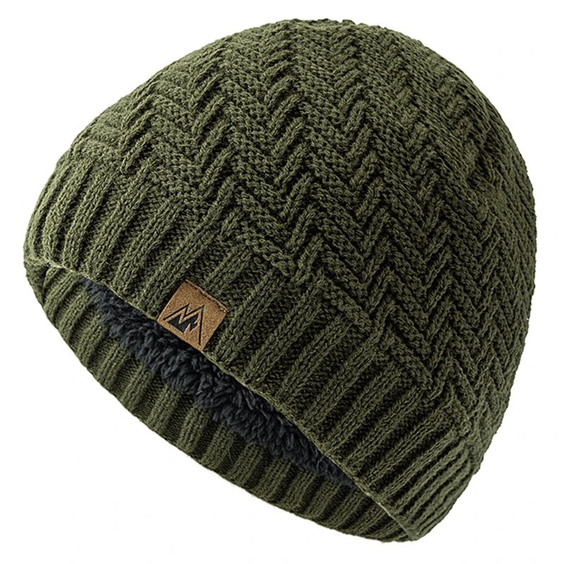 Unisex Winter Beanie Hat Plush Fur Lined Warm Knit Outdoor Sports Cap Men Gift