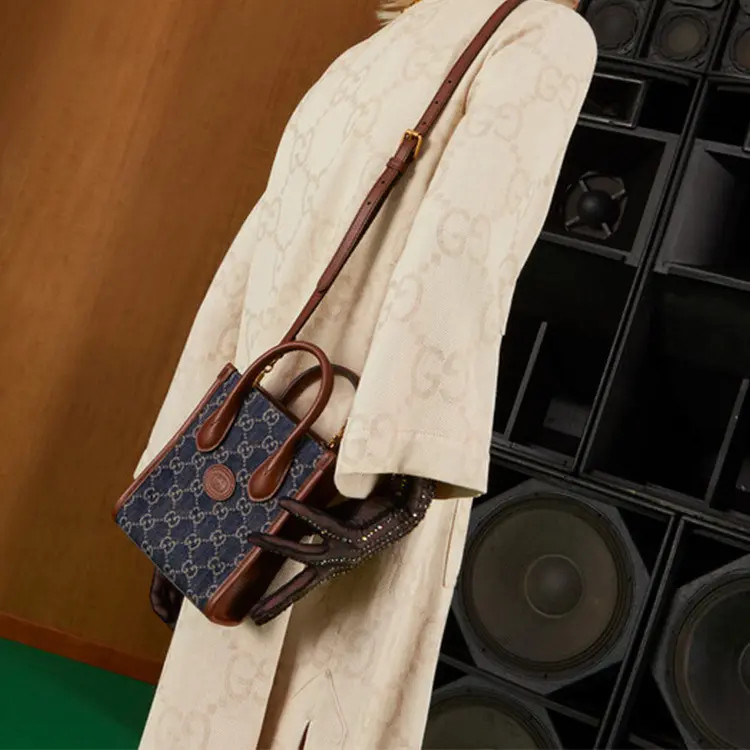 GUCCI Vintage Logo Tote Bag Shopping Bag Handbag Mini Unisex 6.2×2.7×7.8 in