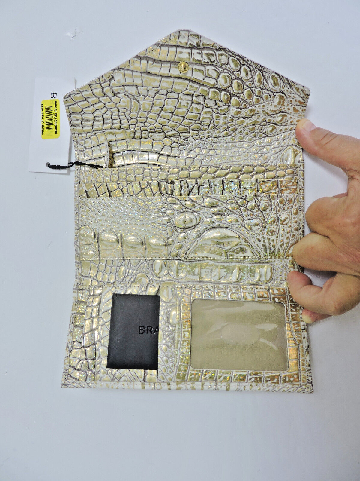 Brahmin Small Ashlee Hologram Gold Melbourne Leathe Satchel Veronica Wallet NWT