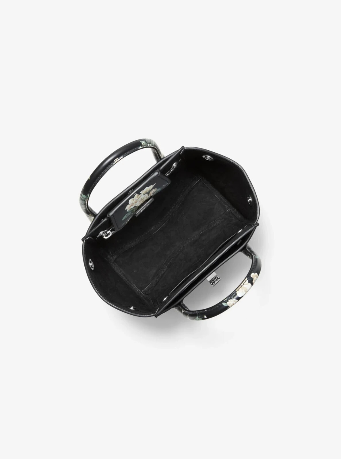 Michael Kors Collection Bancroft Mini Floral Calf Leather Satchel Black Bag $990