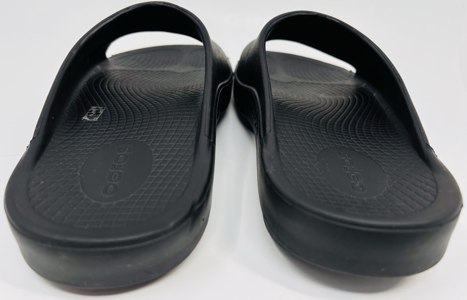 OOFOS OOahh recovery slide sandals Unisex Black Men’s 8 Women’s 10 Excellent