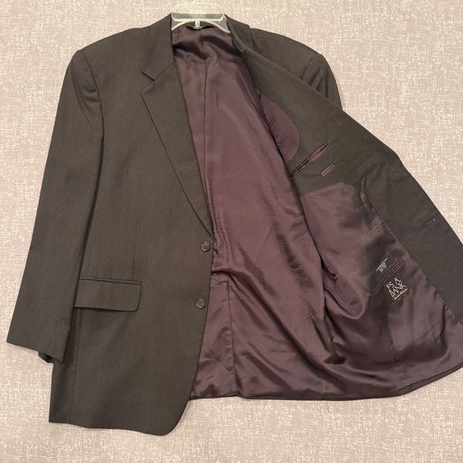 Jos A Bank Signature Collection Charcoal Gray Wool Blazer Sport Coat Mens 44R