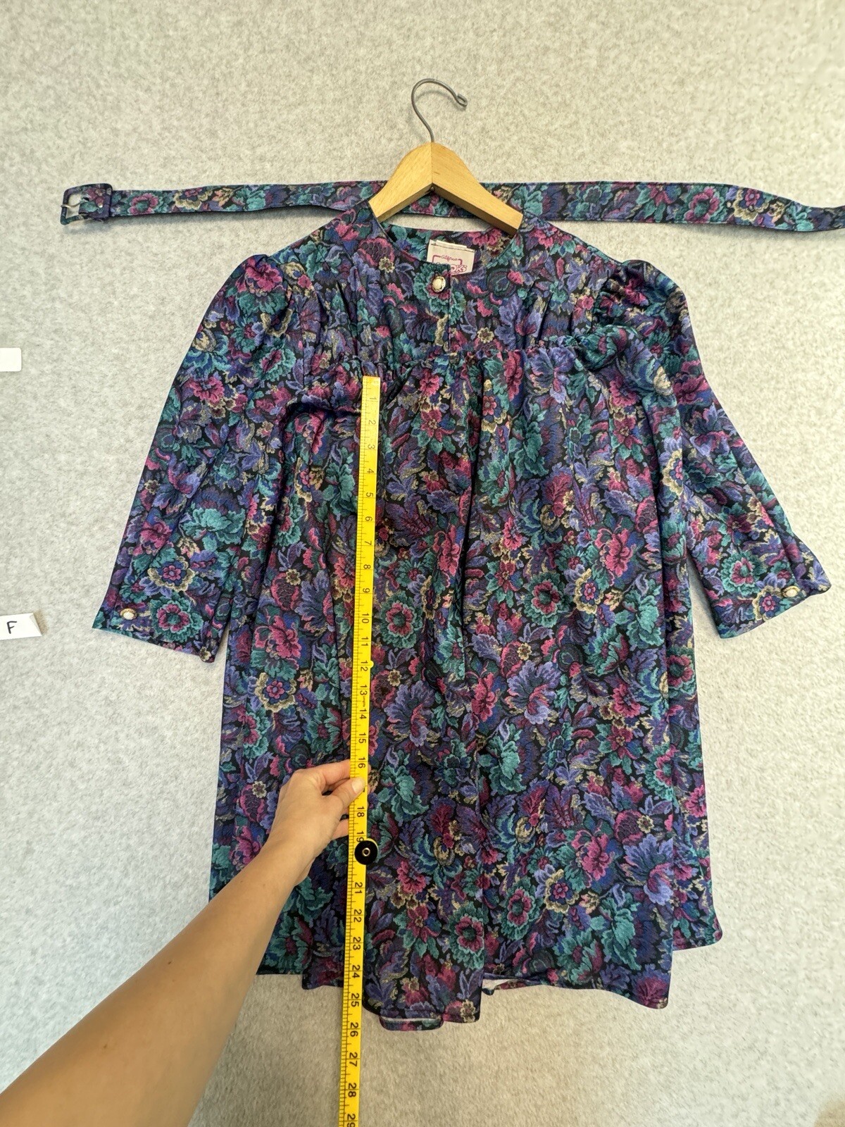 VTG 80s California Looks Floral Jacquard Belted Midi Dress Sz 10 Made USA Purple