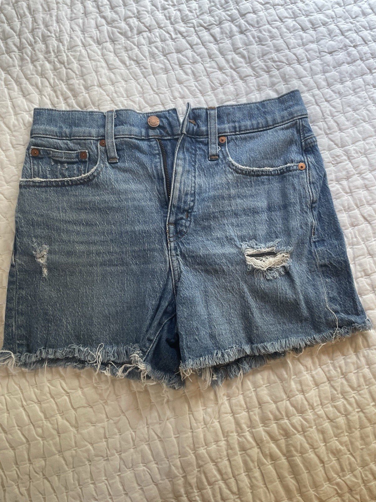 Women’s madewell 26 High Rise Blue Denim Cut Off Shorts Distressed