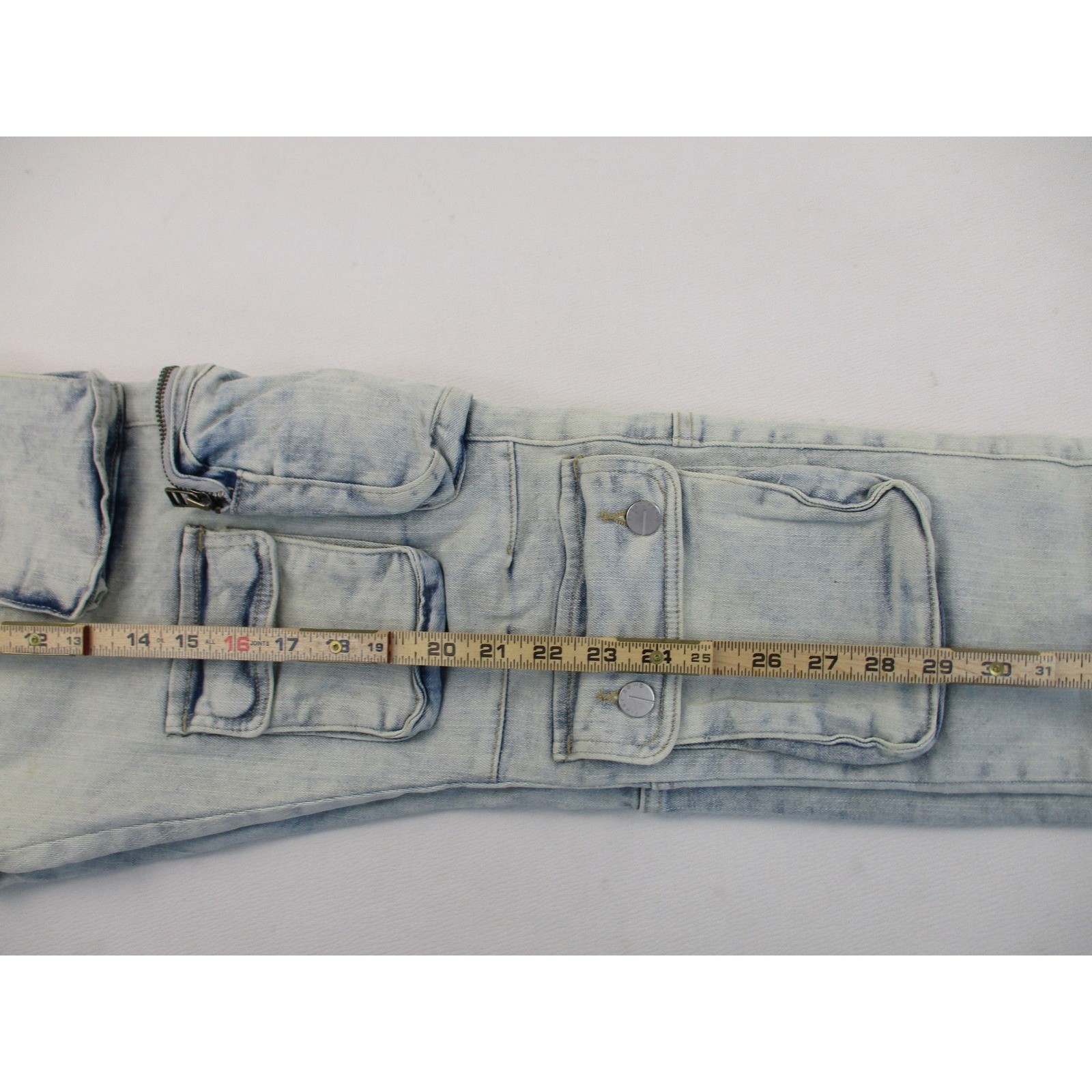First Row Cargo Jeans Mens 30×32 Light Wash Denim Utility Pocket Streetwear