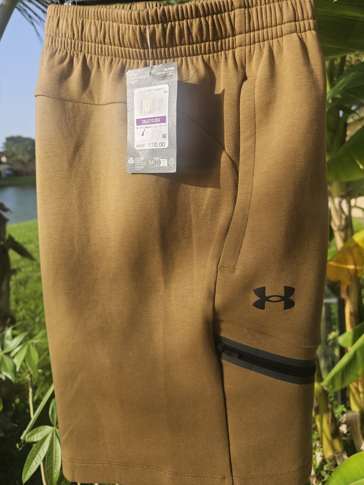 Under Armour Men’s Unstoppable Fleece Shorts Size 2XL Brown 1379809 498