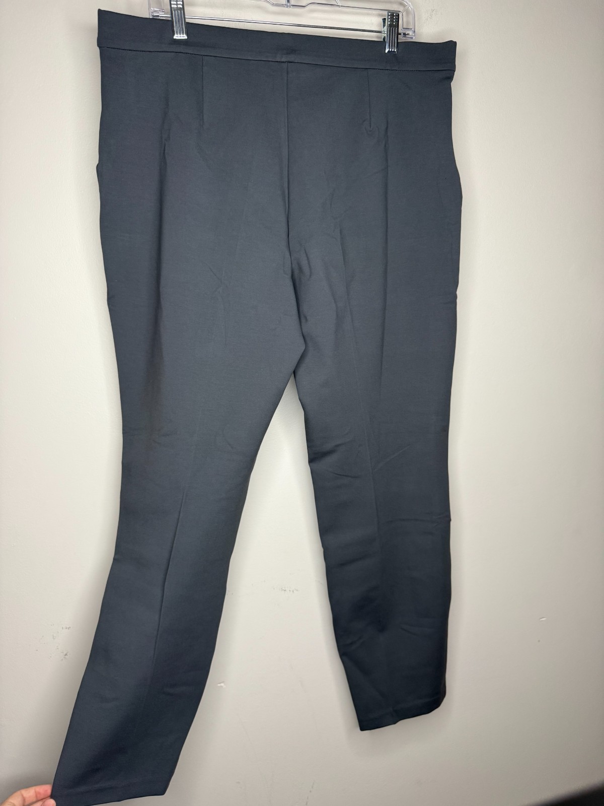 Susan Graver Regular Smart Ponte Knit Slim Leg Pant Sleek Grey ,Large