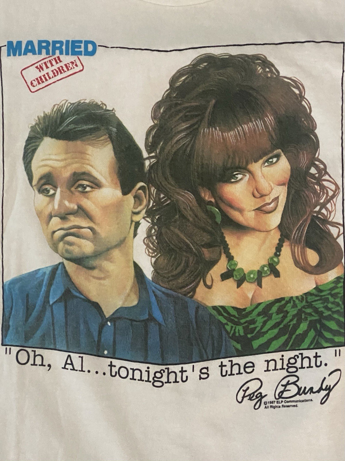 Vintage 1987 Al Peg Bundy Married With Children Shirt XL VTG 80s