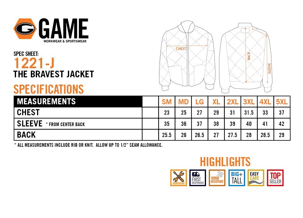 NEW Embroidered GAME Apparel Men’s 1221-J The Bravest Diamond Quilt Jacket Navy