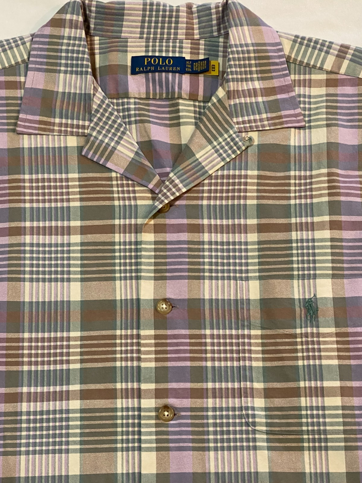 NWT-Polo Ralph Lauren Men’s Classic fit 4XLT Plaid Oxford Camp Shirt-MultiColor