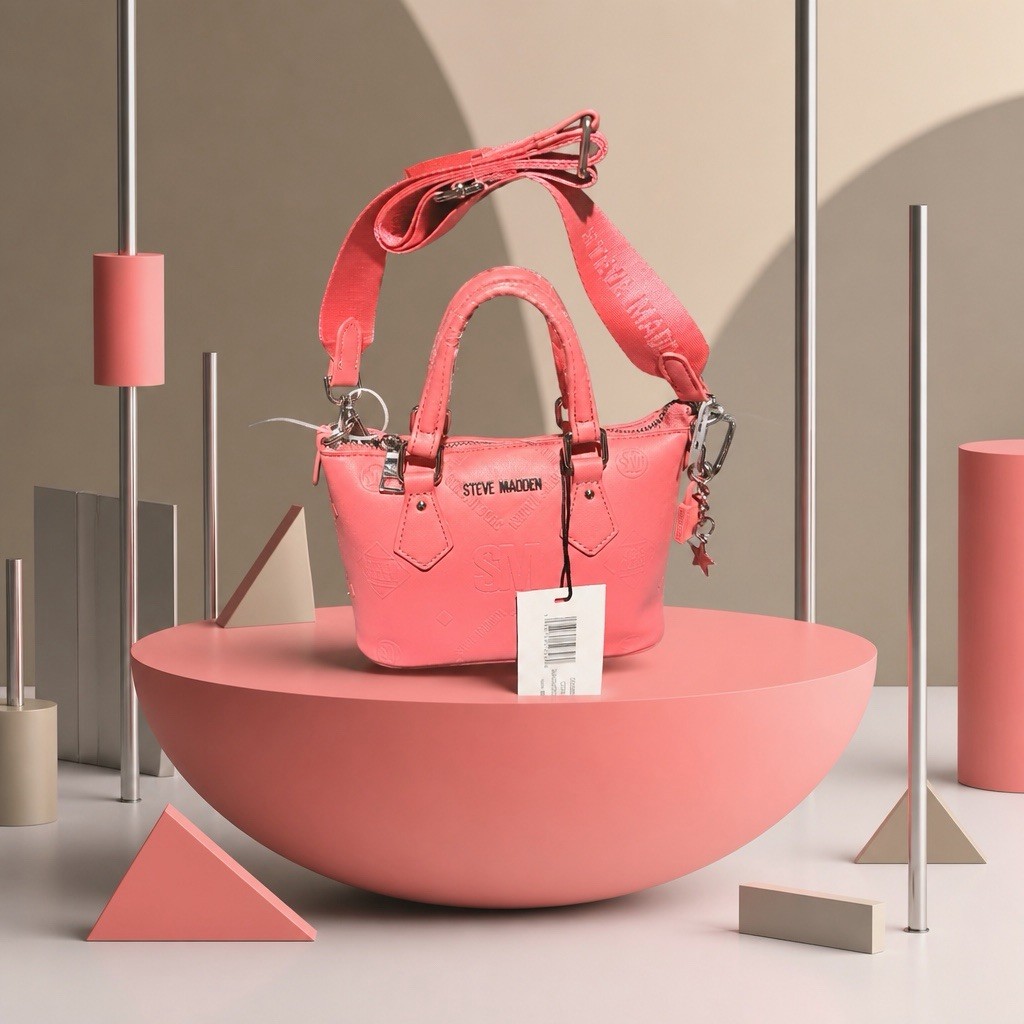 Steve Madden Mini Satchel Crossbody Bag Coral Pink w Detachable Strap NWT