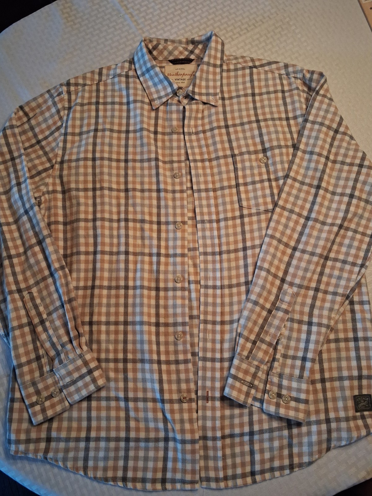 Weatherproof Vintage Men’s Plaid Long Sleeve Button-Front Shirt Pockets Point