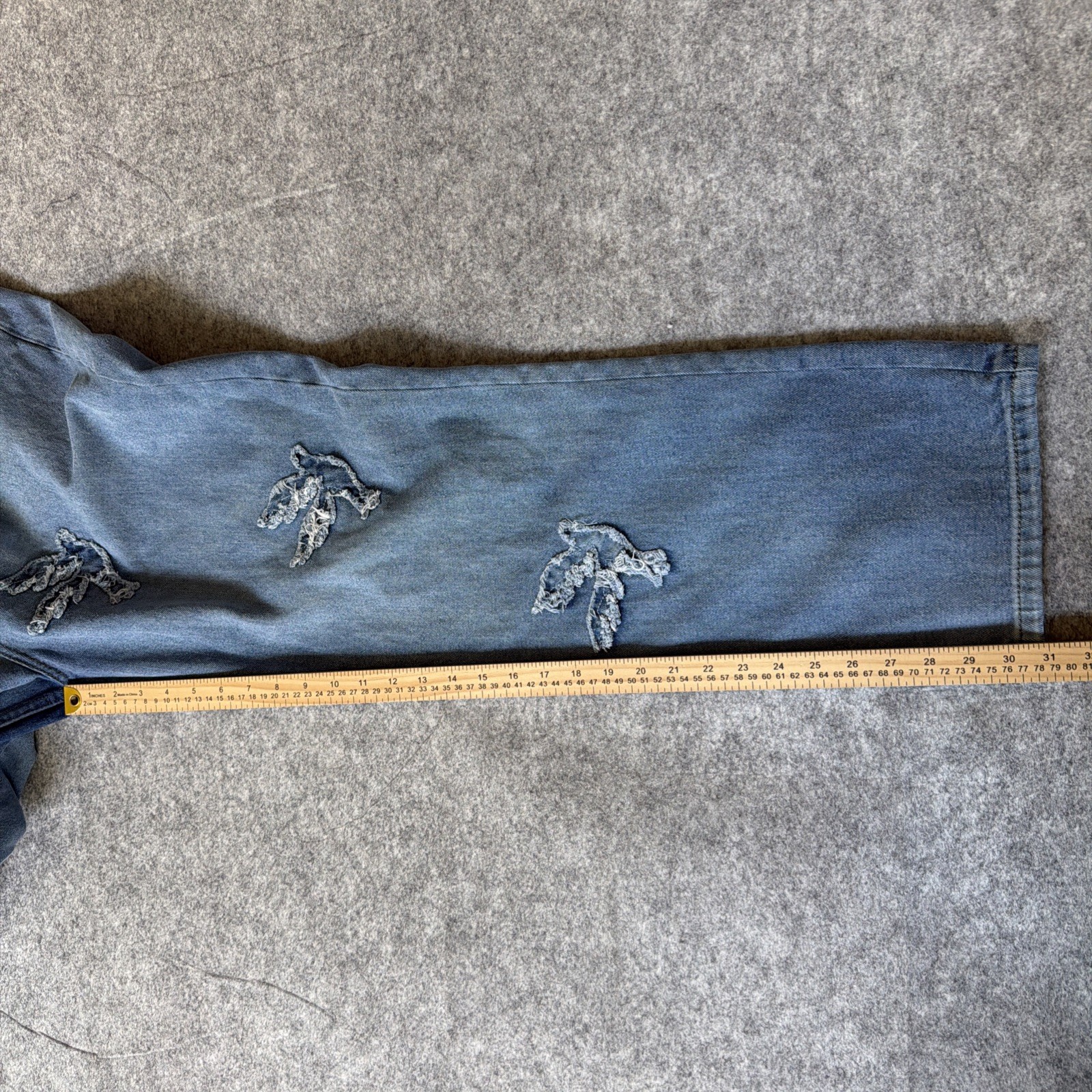 Man BoohooMan Jeans Men38 x 31 Blue Denim Distressed Doves Regular Fit