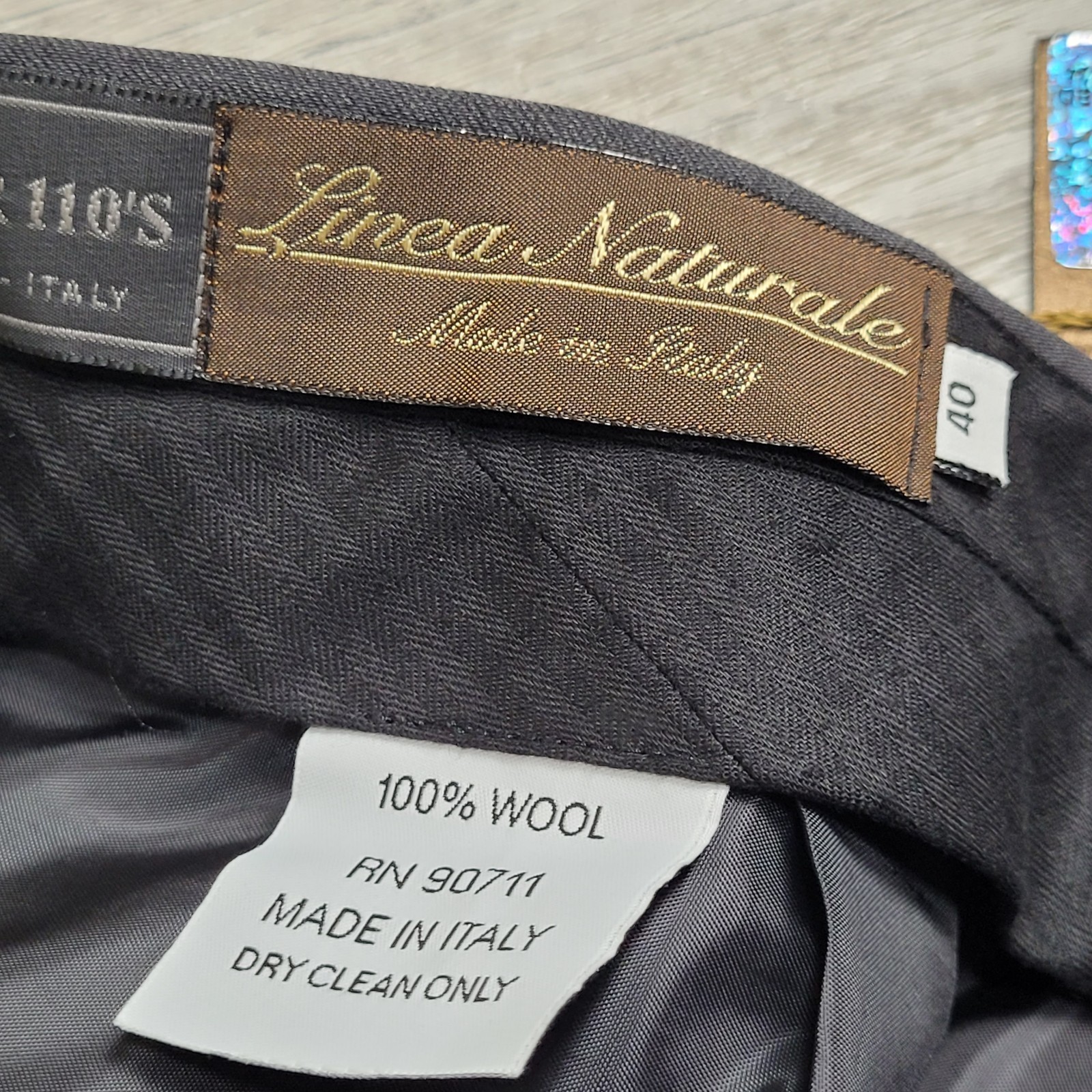 NWT Linea Natruale Pants Men 40 Gray 100% Wool Super 110’s Pleated Unhemmed