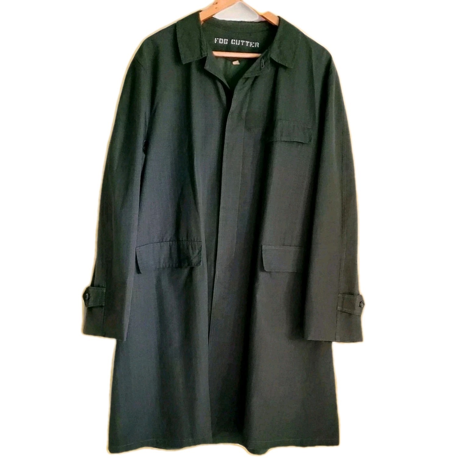 VTG 50s Rare Find MC Gingham Fog Cutter Loose Fitting Cut Trench Coat For Men L