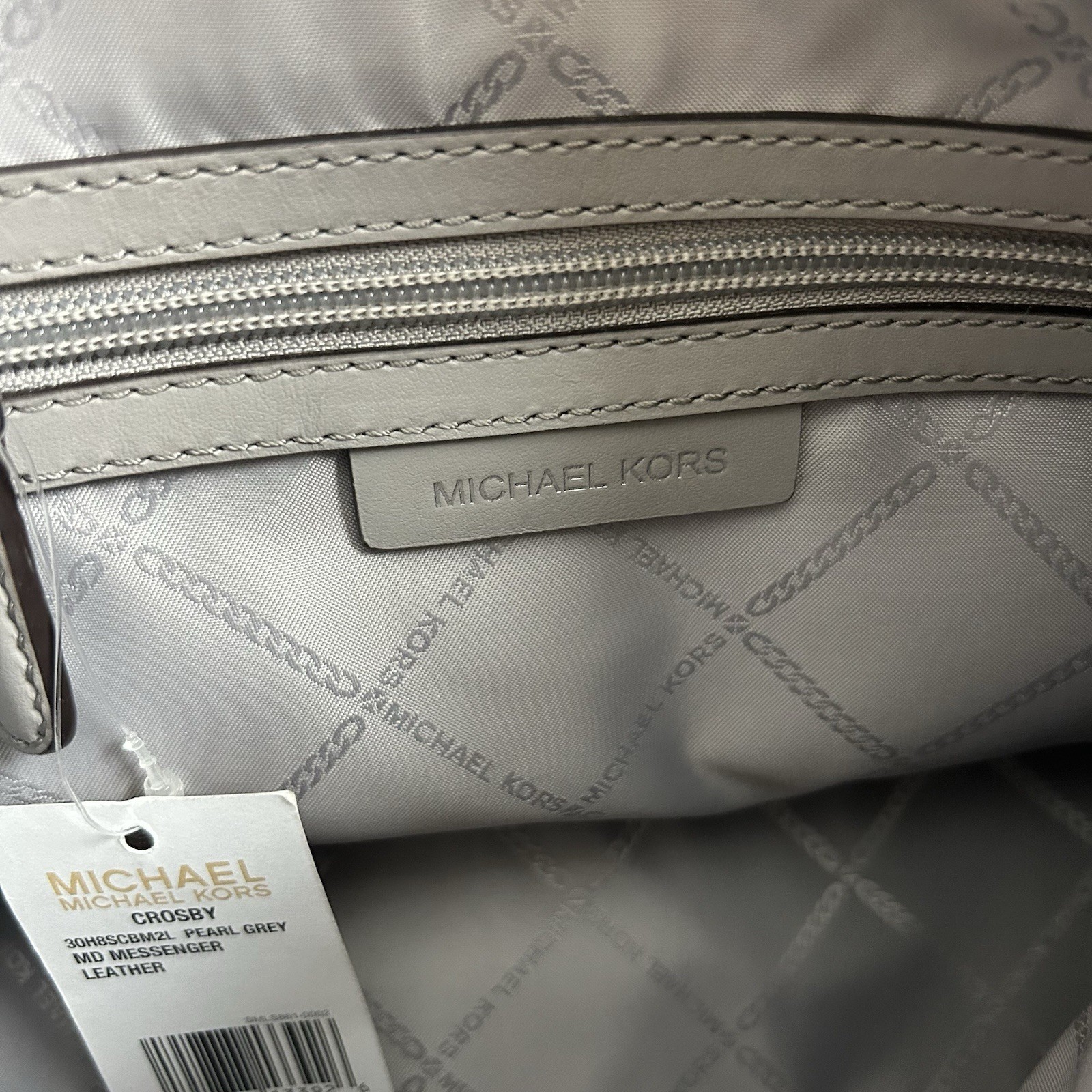Michael Kors Crosby Pebble Leather Messenger Shoulder Crossbody Bag Purse Gray