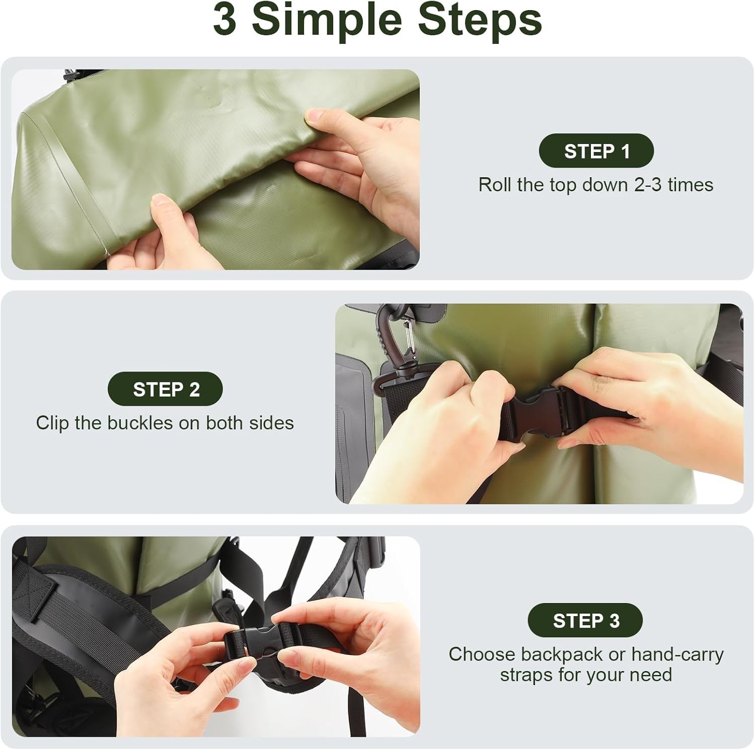 Waterproof Duffel Bag, 70L Large Motorcycle Dry Backpack, Heavy-Duty Roll Top Wa