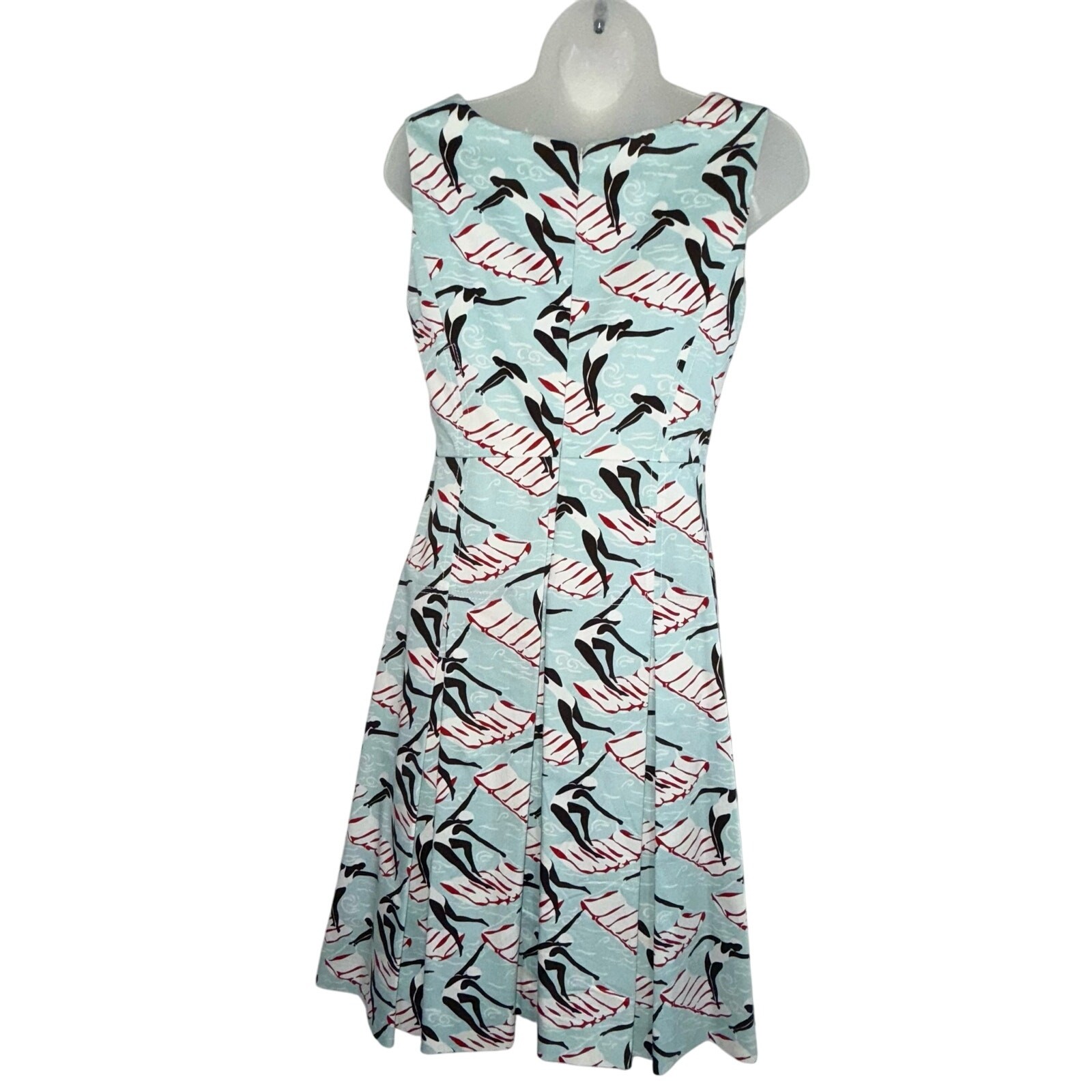2014 Carolina Herrera Art Deco Archive Print Cotton A-Line Dress Sz 4
