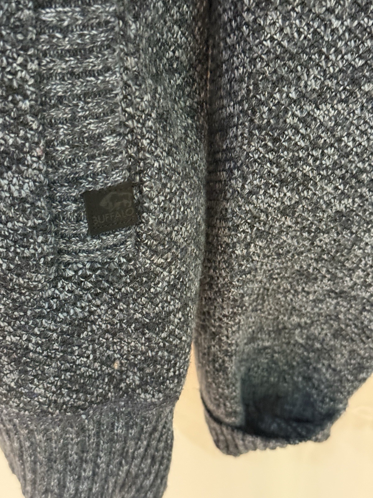 Buffalo David Bitton Men’s Full Zip Sweater Gray Black Mock Neck Size XL/TG