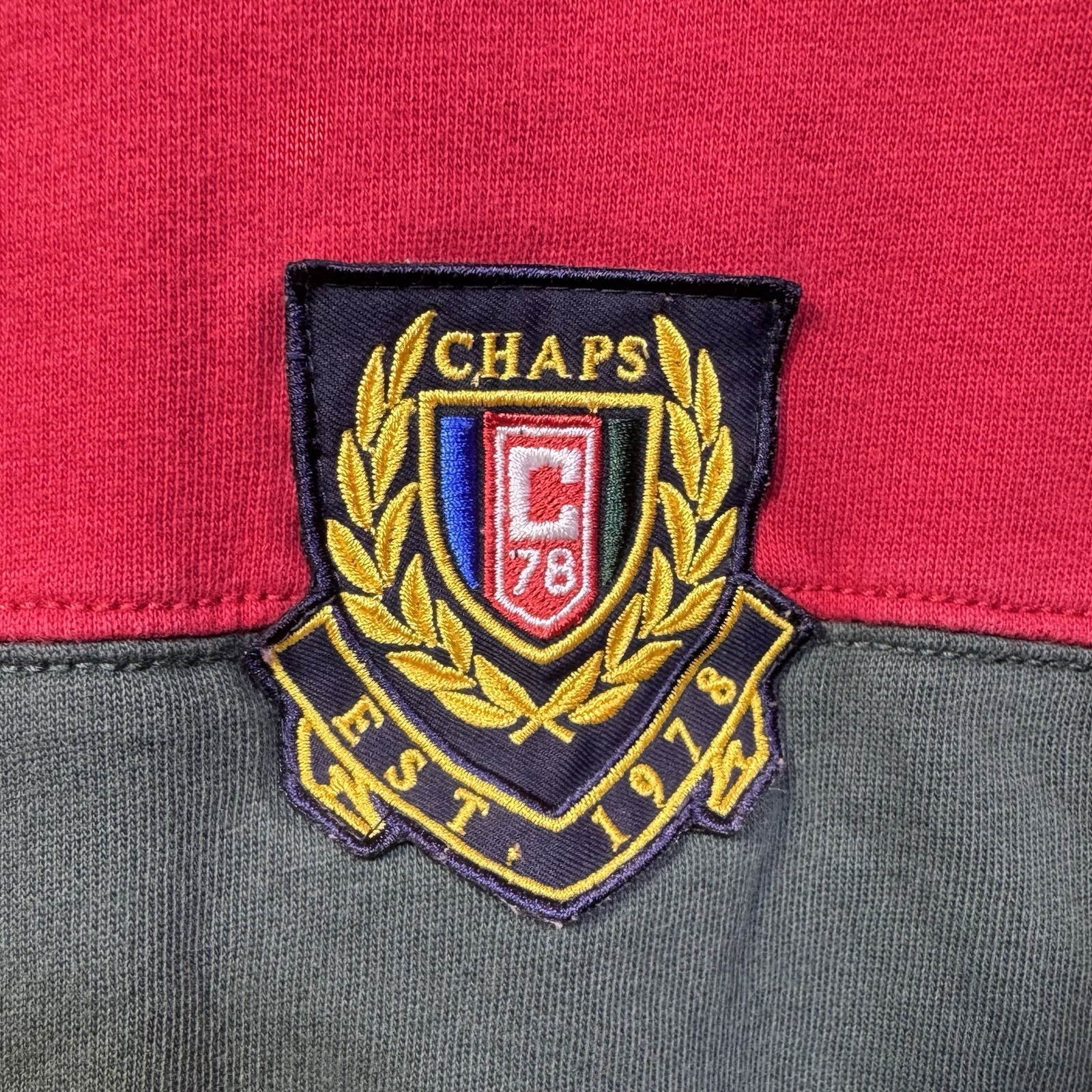 Chaps Ralph Lauren Rugby Striped Crew Neck Sweatshirt Mens L Crest Logo Preppy