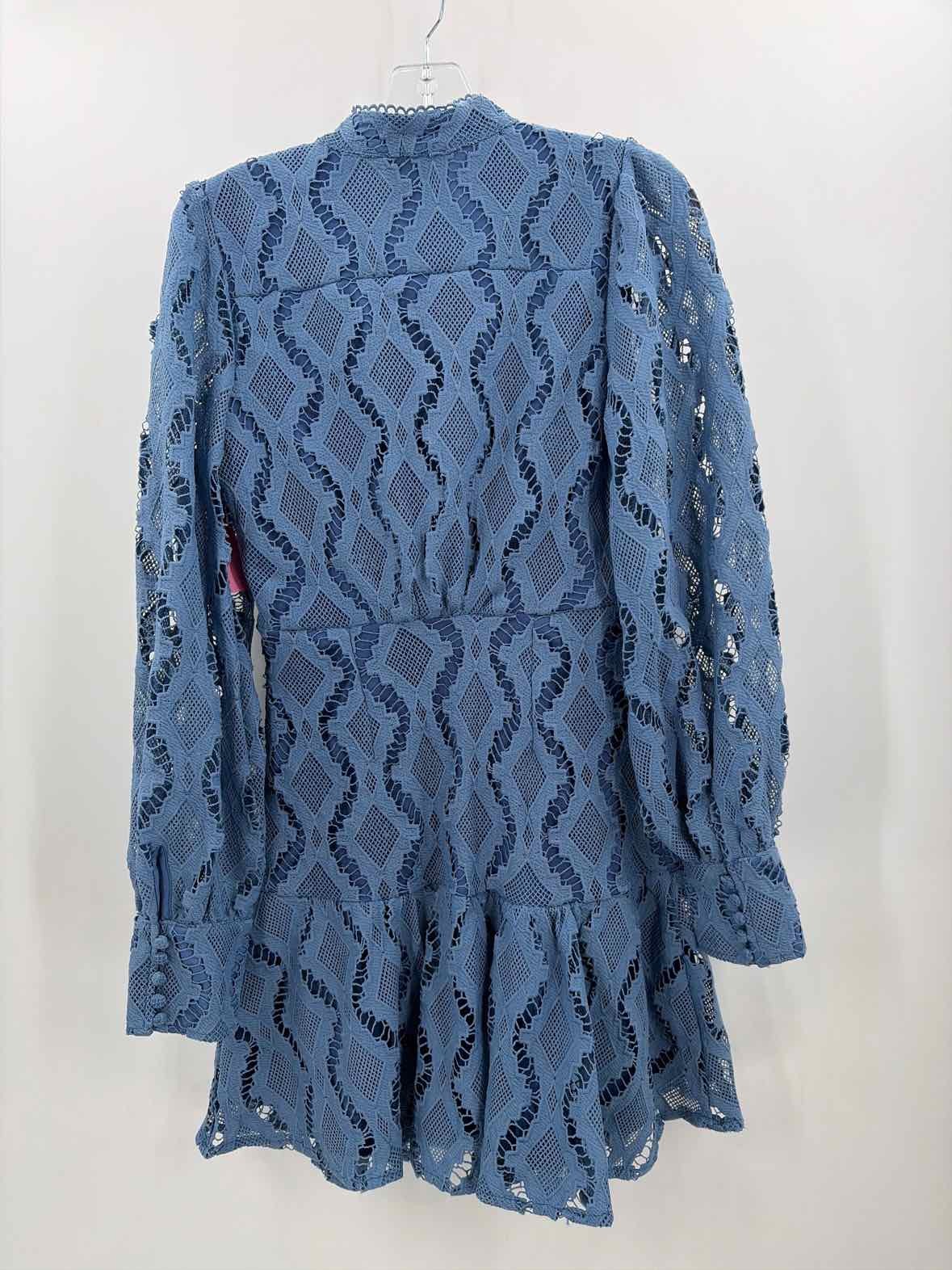 Pre-Owned Aqua Blue Size Medium Knee Length Long Sleeve Dress