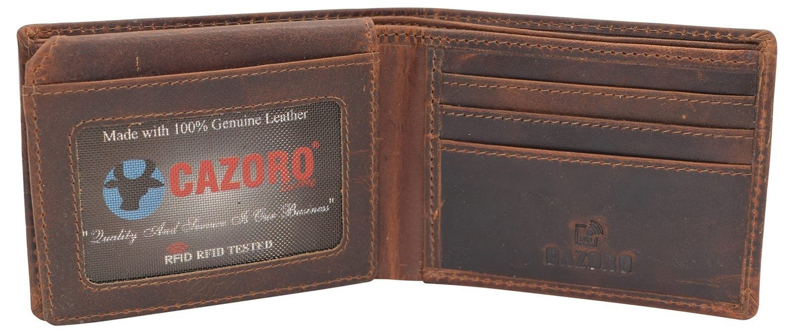 CAZORO Wallet for Mens Vintage Leather RFID Blocking Classic Bifold Wallet…