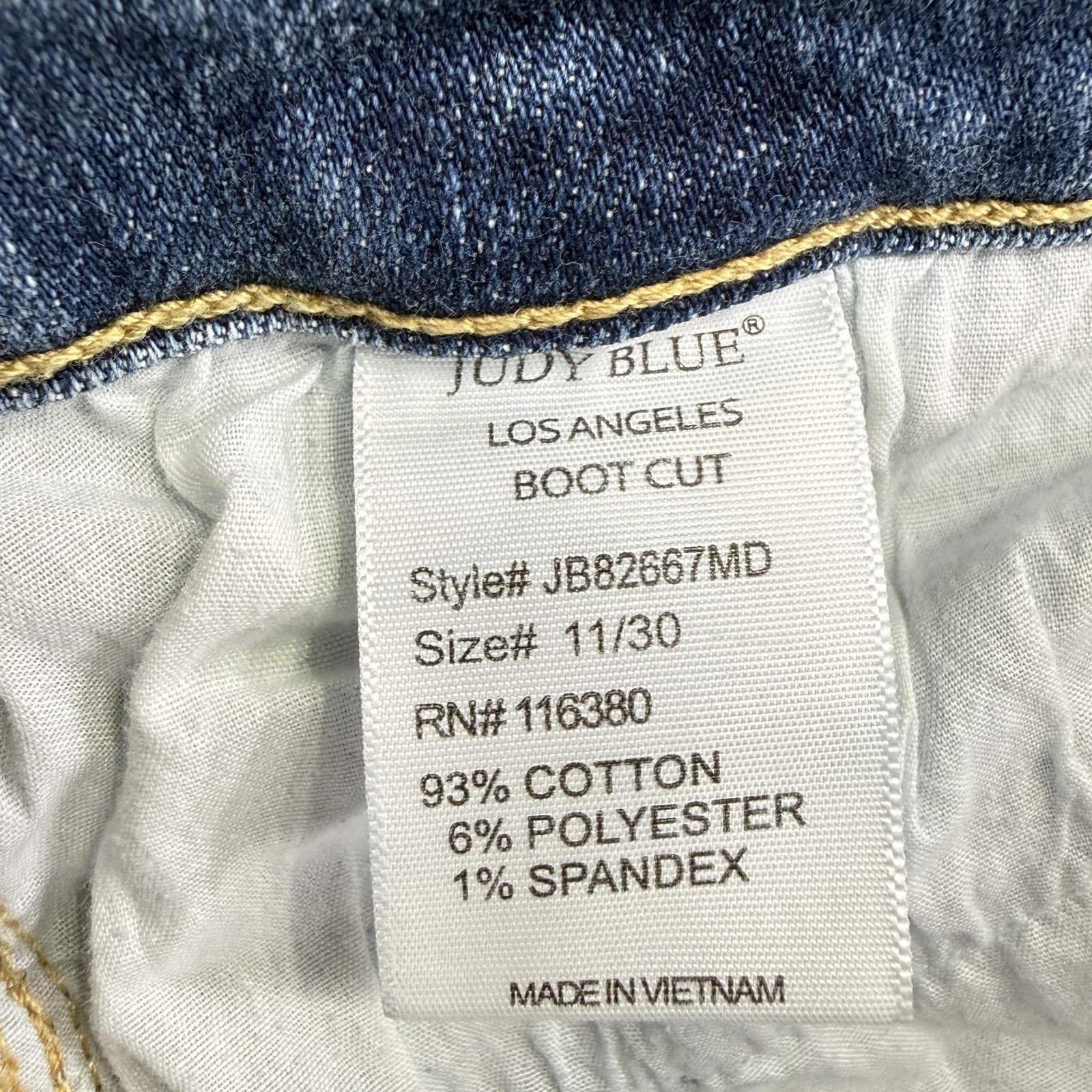 Judy Blue Bootcut Jeans Womens 11/30 Blue Wash Distressed Fringe Stretch Denim